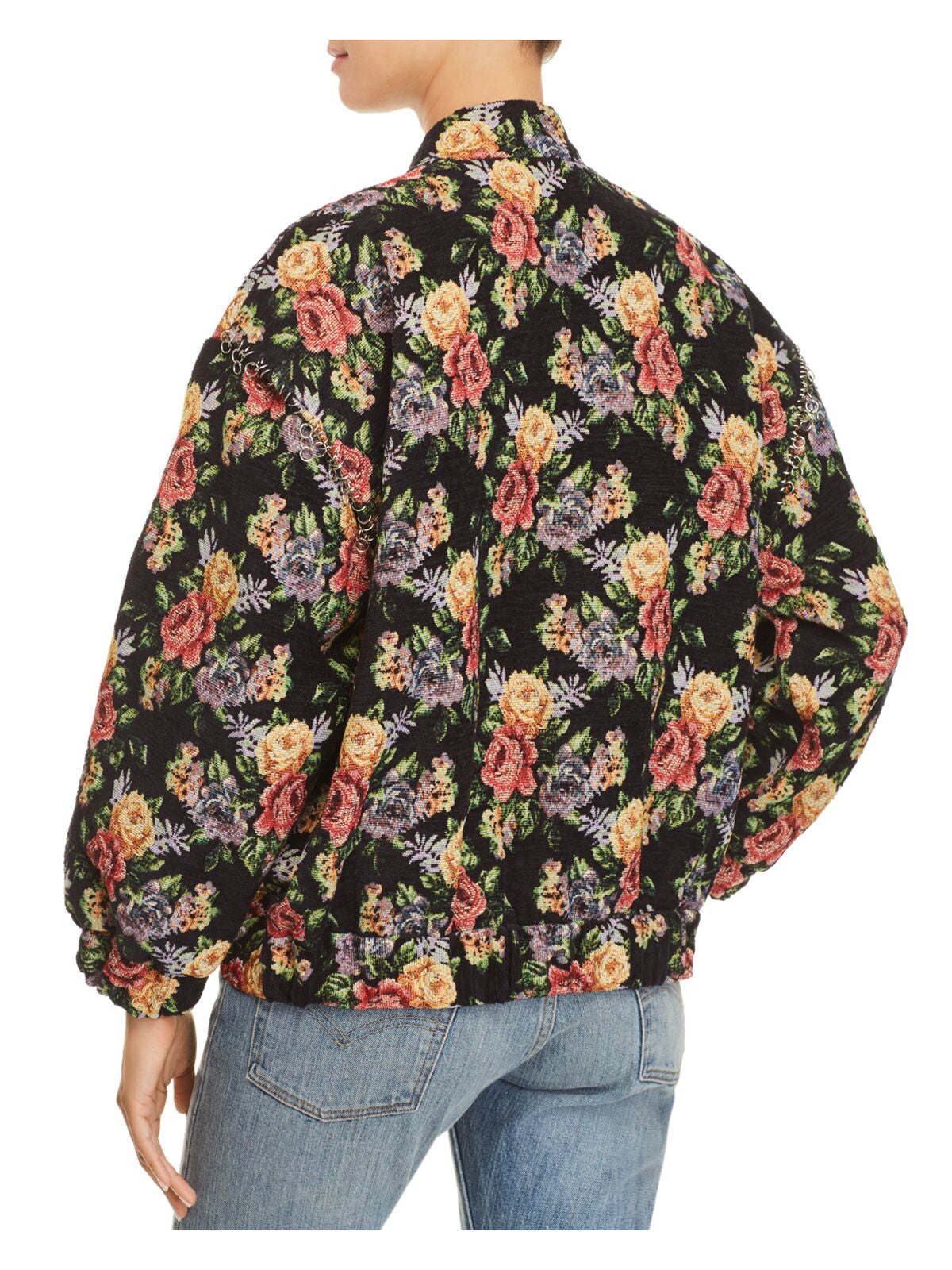 IRO.JEANS Womens Black Floral Bomber Jacket 4