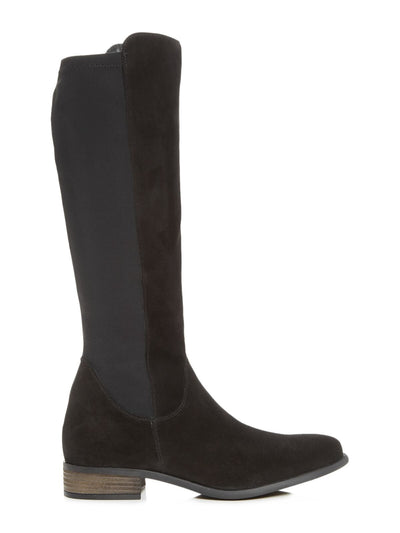 PAUL GREEN Womens Black Asymmetrical Water Resistant Stretch Nola Round Toe Block Heel Zip-Up Leather Heeled Boots 3.5