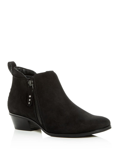 PAUL GREEN Womens Black Studded Zipper Accent Travis Round Toe Block Heel Zip-Up Leather Booties 3.5