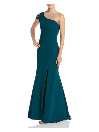 AVERY G Womens Green Asymmetrical Neckline Full-Length Formal Body Con Dress 0