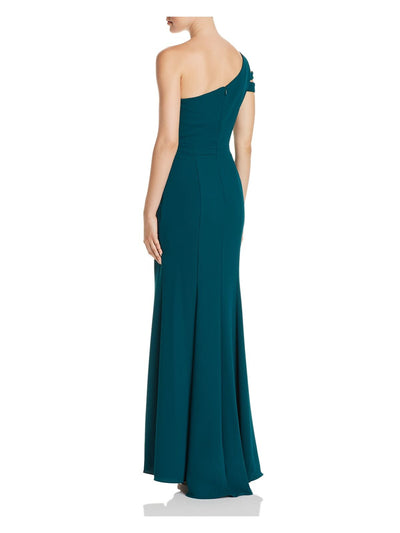 AVERY G Womens Green Asymmetrical Neckline Full-Length Formal Body Con Dress 0