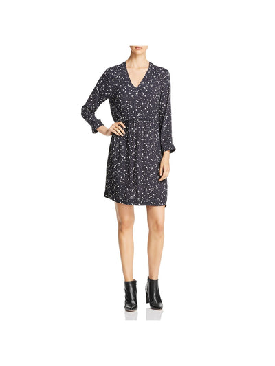 MKT STUDIO Womens Black Sheer 3/4 Sleeve V Neck Above The Knee Wear To Work Shift Dress 42