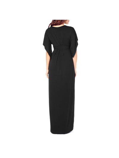 INGRID & ISABEL Womens Stretch Elbow Sleeve V Neck Maxi Shift Dress