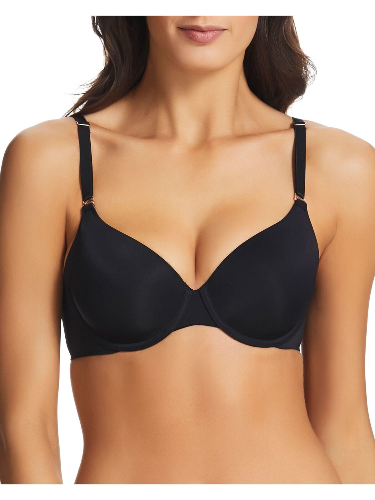 FINE LINES Intimates Black Plunge Neckliine Bandless Front Underwire Bra 38E