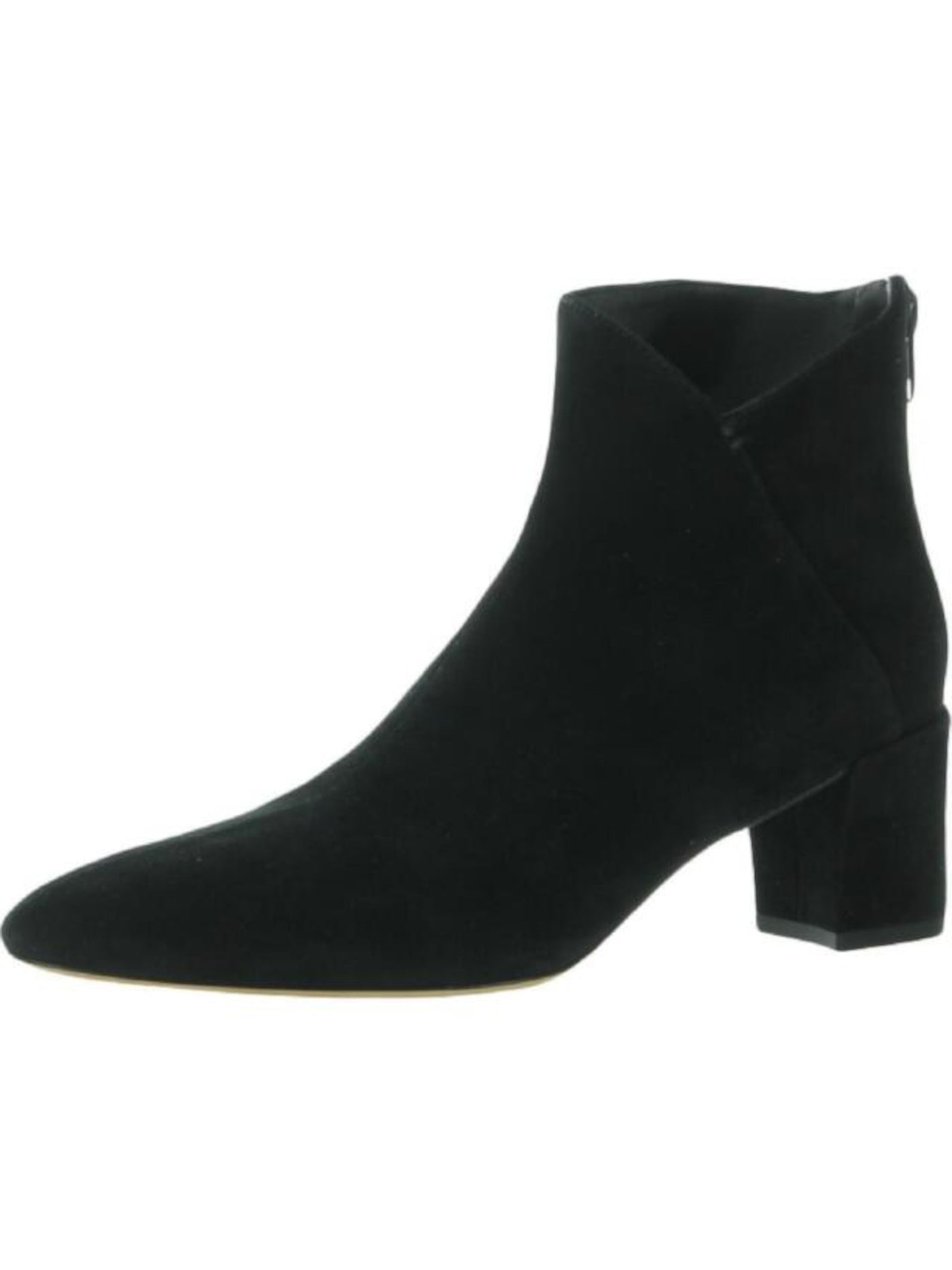 VINCE. Womens Black Asymmetrical Comfort Lora Round Toe Block Heel Zip-Up Suede Booties 7.5 M