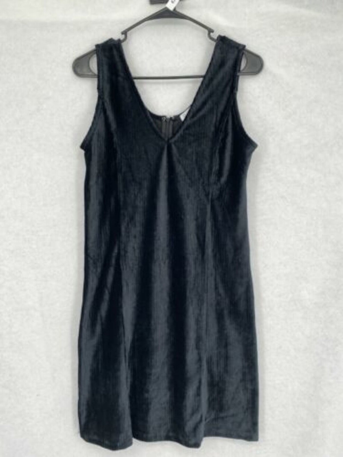 PLANET GOLD Womens Black Ribbed Zippered Sleeveless V Neck Short Shift Dress XL
