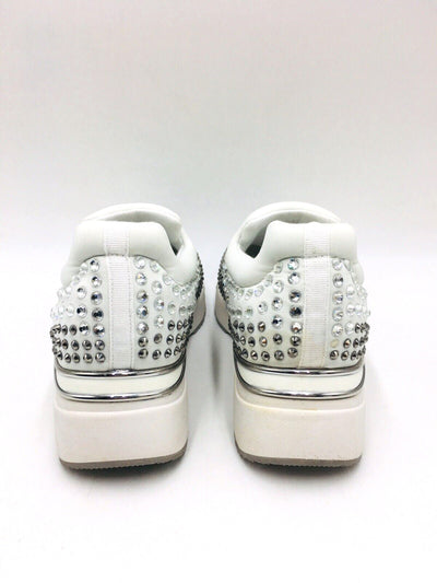 INC Womens White Rhinestone Removable Insole Oneena Round Toe Wedge Slip On Athletic Sneakers Shoes 5.5 M