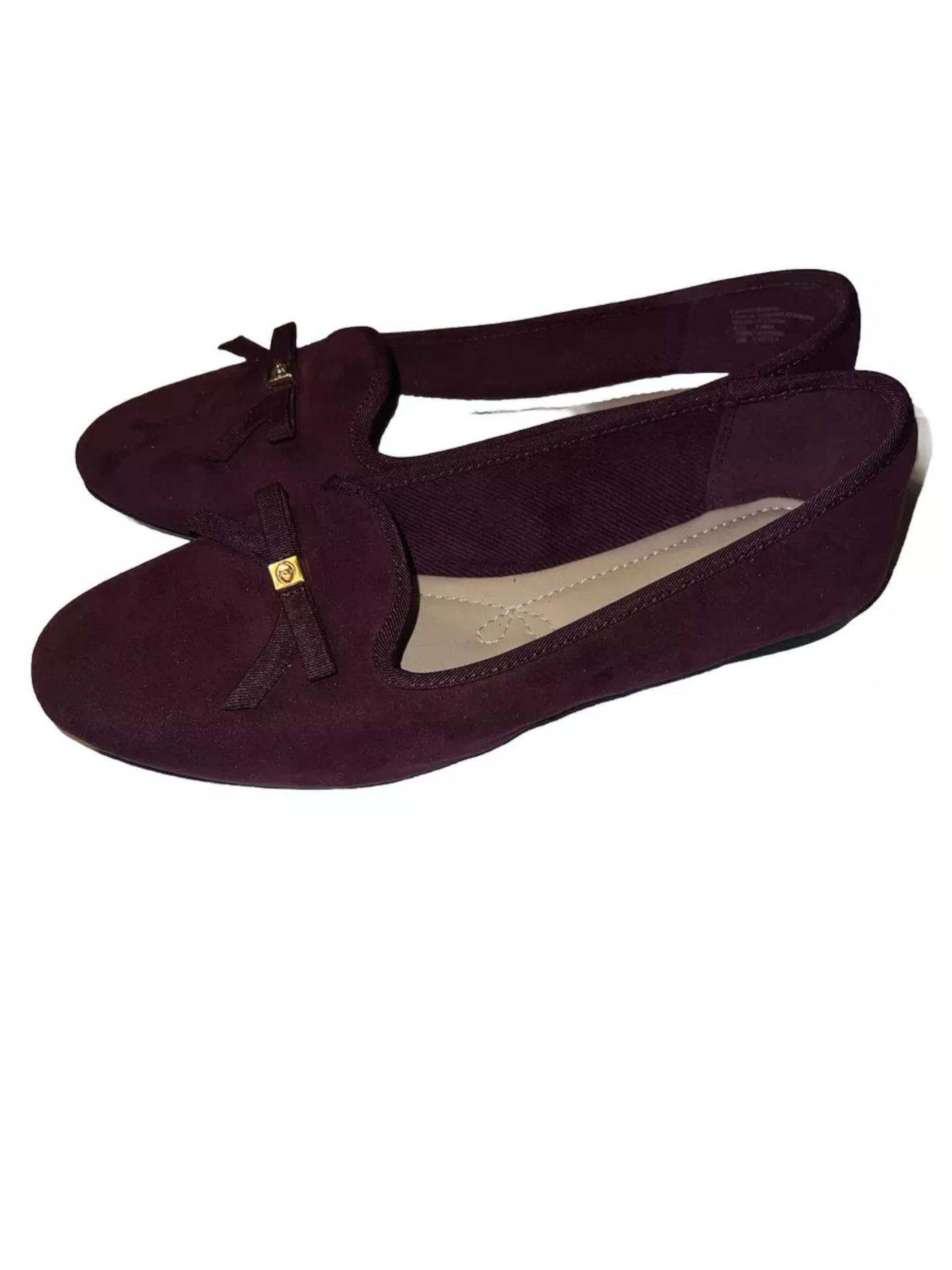 CHARTER CLUB Womens Burgundy Padded Bow Accent Kimii Round Toe Slip On Ballet Flats 11 M