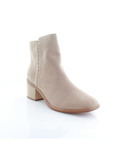 SPLENDID Womens Beige Comfort Avery Square Toe Block Heel Zip-Up Leather Booties 6 M