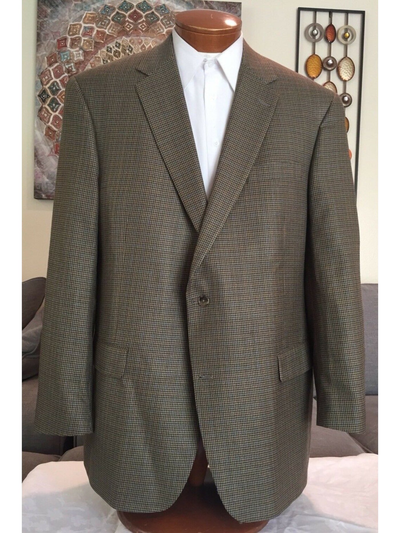 HART SCHAFFNER MARX Mens Gray Single Breasted, Stretch Blazer Jacket 44L