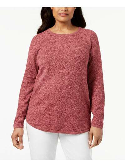 KAREN SCOTT Womens Red Heather Long Sleeve Jewel Neck T-Shirt Petites PS