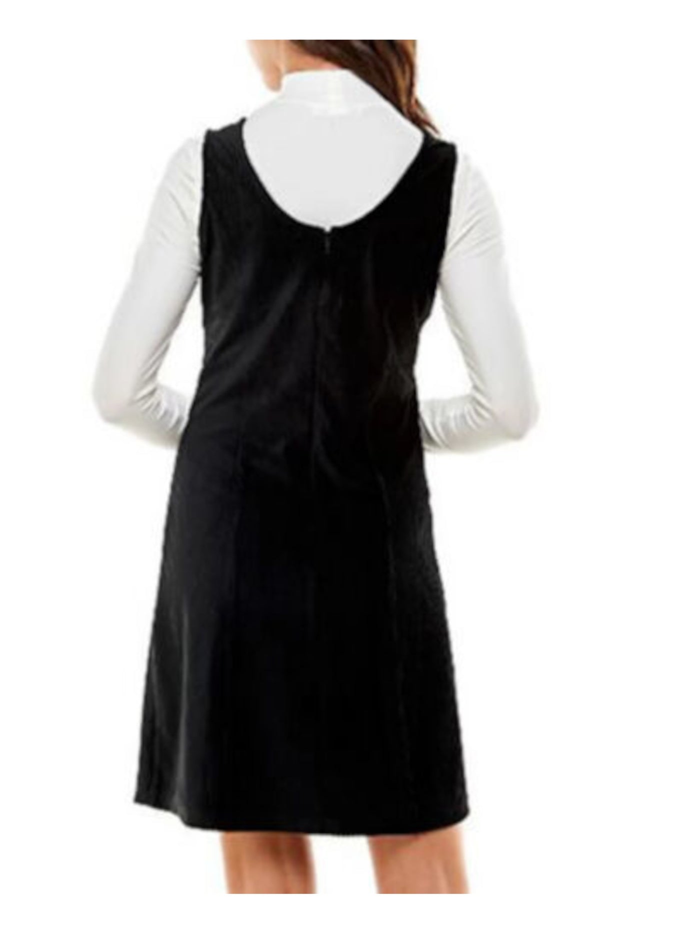 PLANET GOLD Womens Black Long Sleeve V Neck Above The Knee Shift Dress M