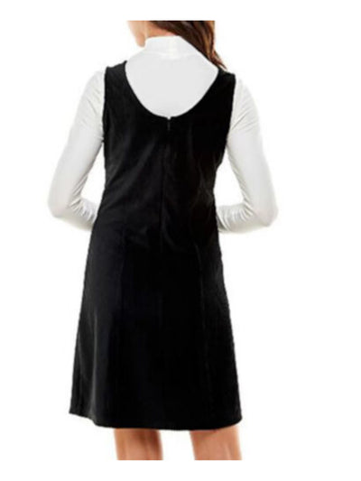 PLANET GOLD Womens Black Long Sleeve V Neck Above The Knee Shift Dress M
