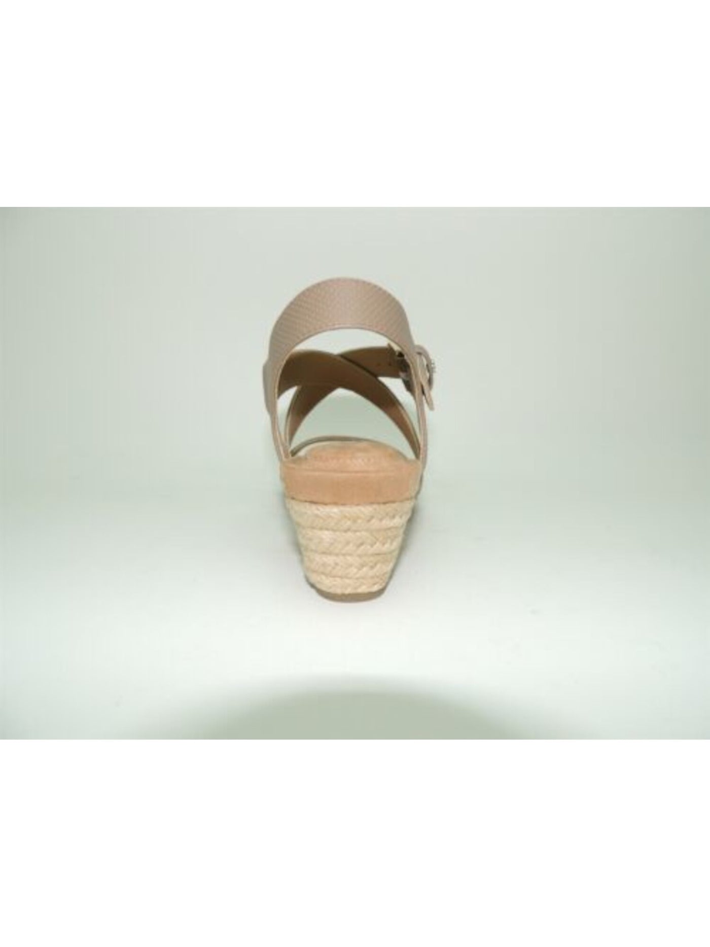 GIANI BERNINI Womens Beige Woven Stretch Memory Foam Crisscross Straps Jute Adjustable Cushioned Blythee Round Toe Wedge Buckle Slingback Sandal 6 M