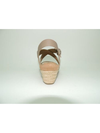 GIANI BERNINI Womens Beige Woven Stretch Memory Foam Crisscross Straps Jute Adjustable Cushioned Blythee Round Toe Wedge Buckle Slingback Sandal 6 M