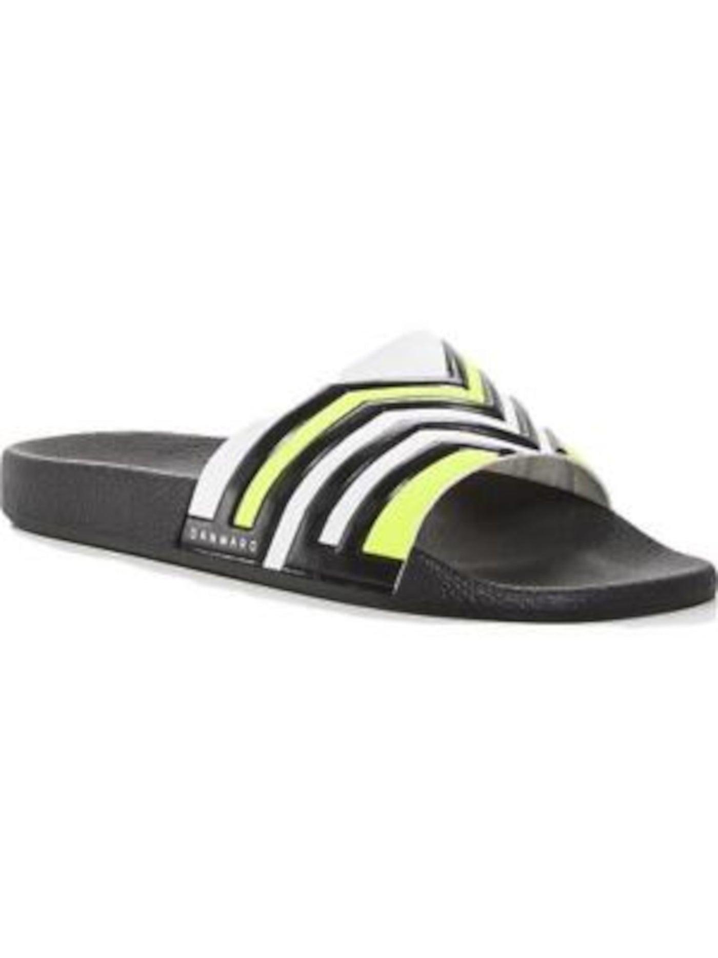 DAN WARD Mens Black Striped Round Toe Platform Slip On Slide Sandals Shoes 42