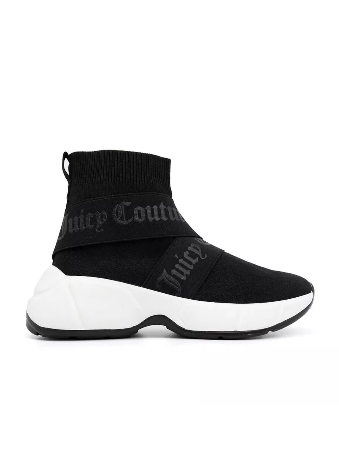 JUICY COUTURE Womens Black Color Block Knit 1" Platform Logo Straps Back Pull-Tab Cushioned Ariella Round Toe Wedge Slip On Sneakers Shoes 7.5