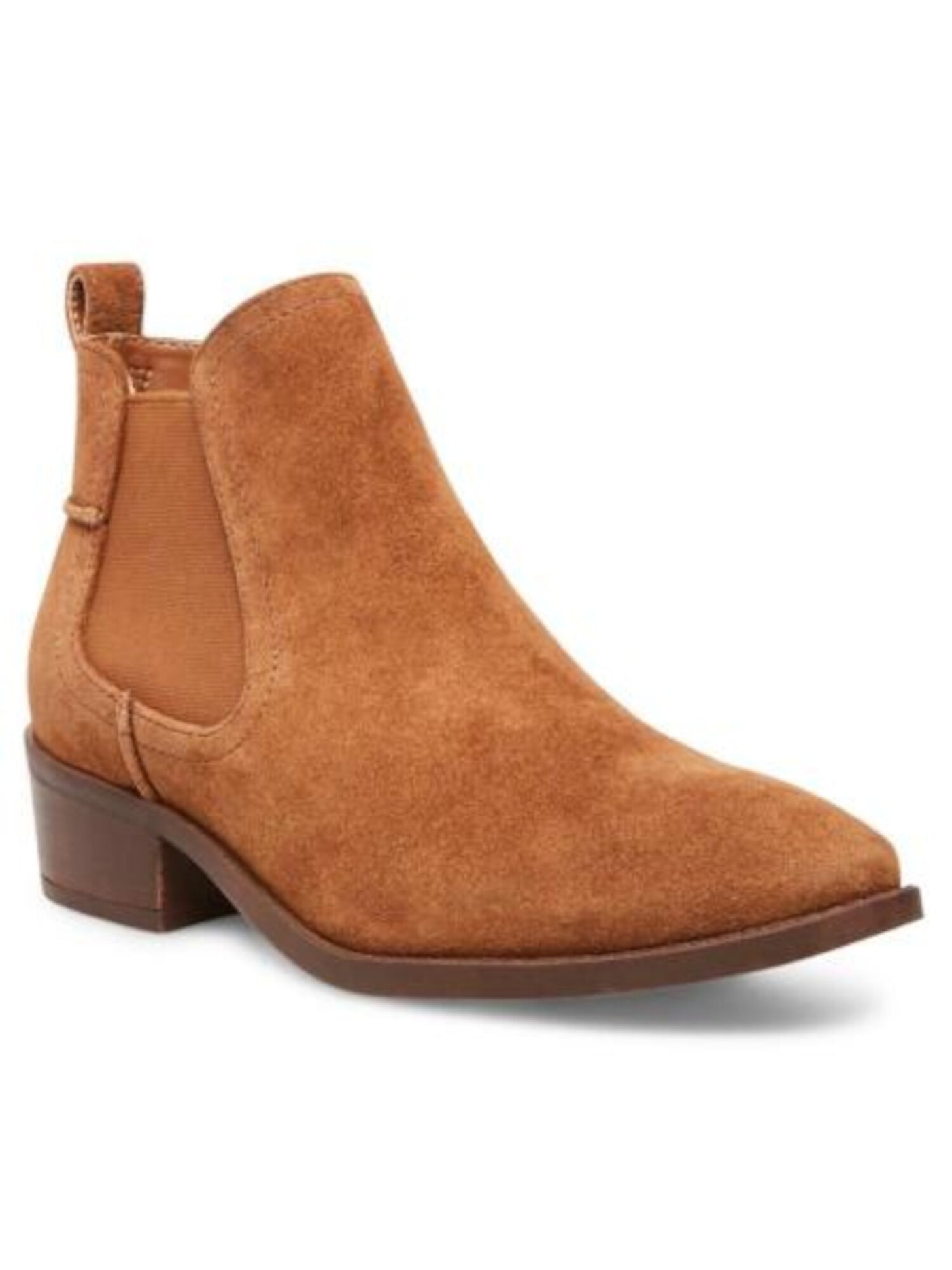 STEVE MADDEN Womens Brown Back Pull Tag Stretch Padded Dabble Round Toe Block Heel Slip On Leather Booties 6.5 M