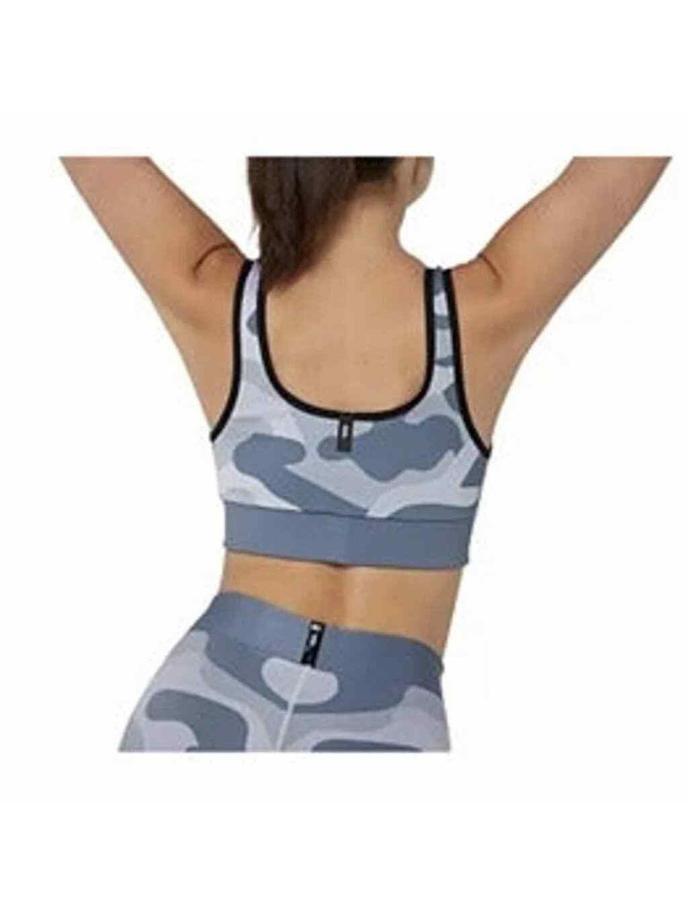 COR Intimates Gray Solid Band Contrast Trim  Running Intense Aerobics Camouflage Sports Bra M