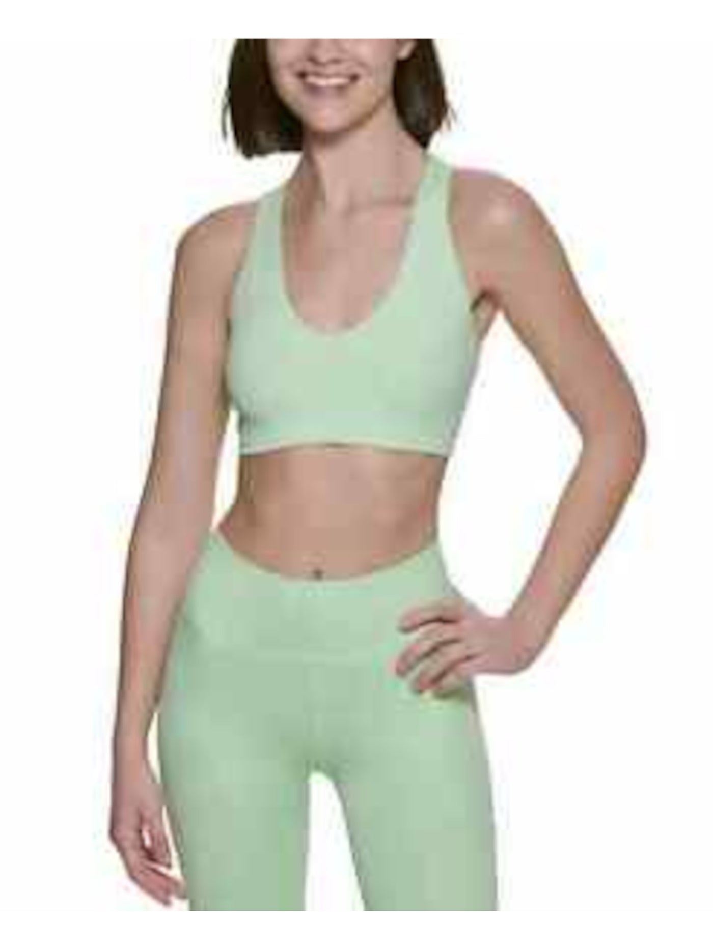 CALVIN KLEIN PERFORMANCE Intimates Green Medium Impact V-Neck Ribbed Sports Bra M