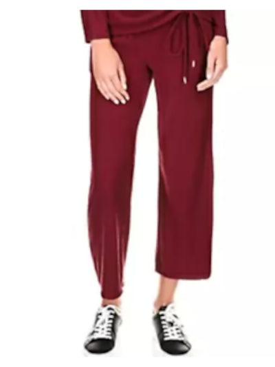 MICHAEL KORS Womens Burgundy Ribbed Pocketed Elastic Waist Kick-flare Cropped Pants XS