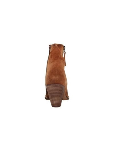 ZODIAC Womens Brown Western Comfort Zipper Accent Arch Support Ramona Round Toe Block Heel Zip-Up Leather Booties 9.5 M