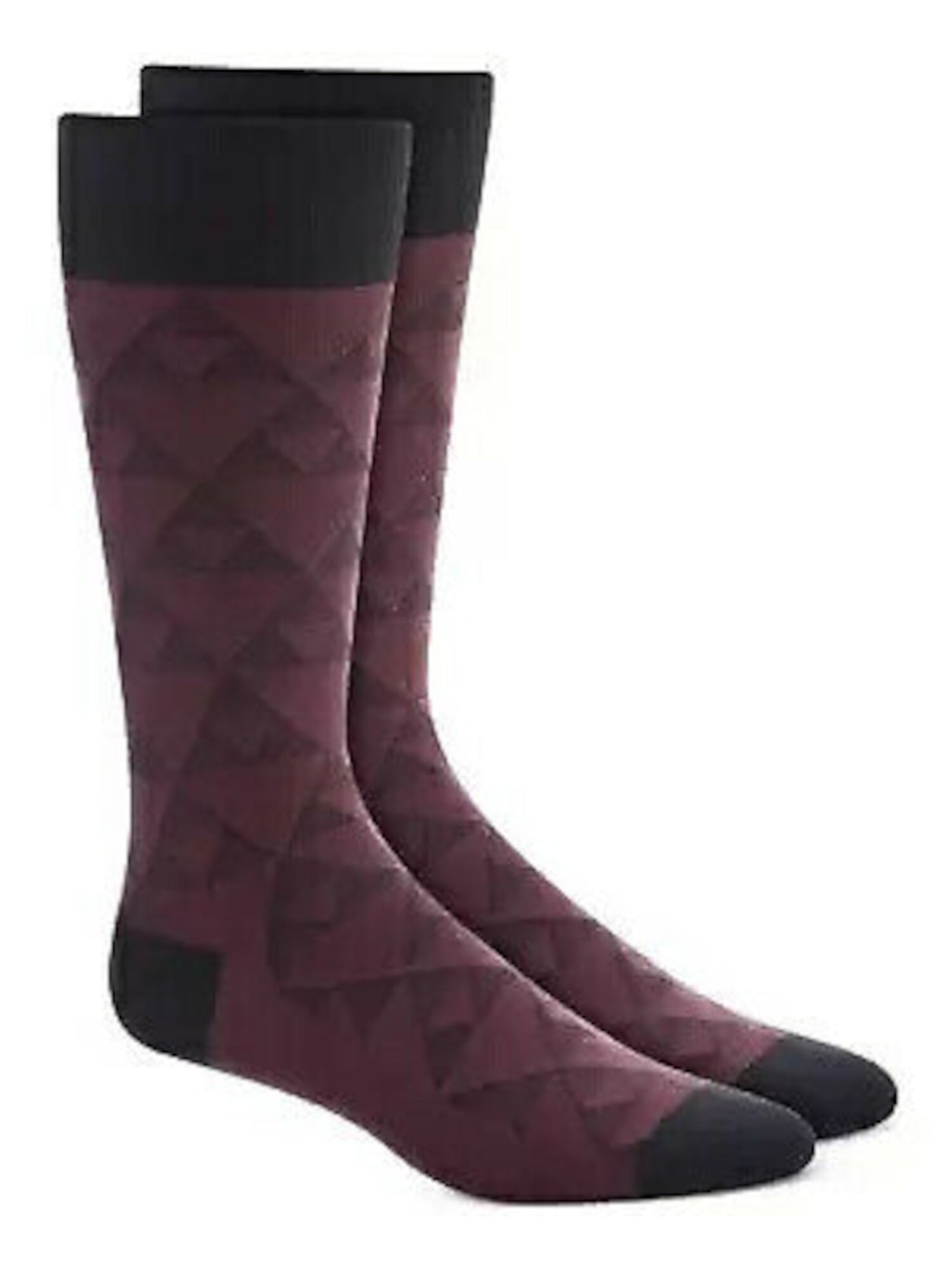 ALFANI Mens Burgundy Rayon Printed Dress Crew Socks 10-13