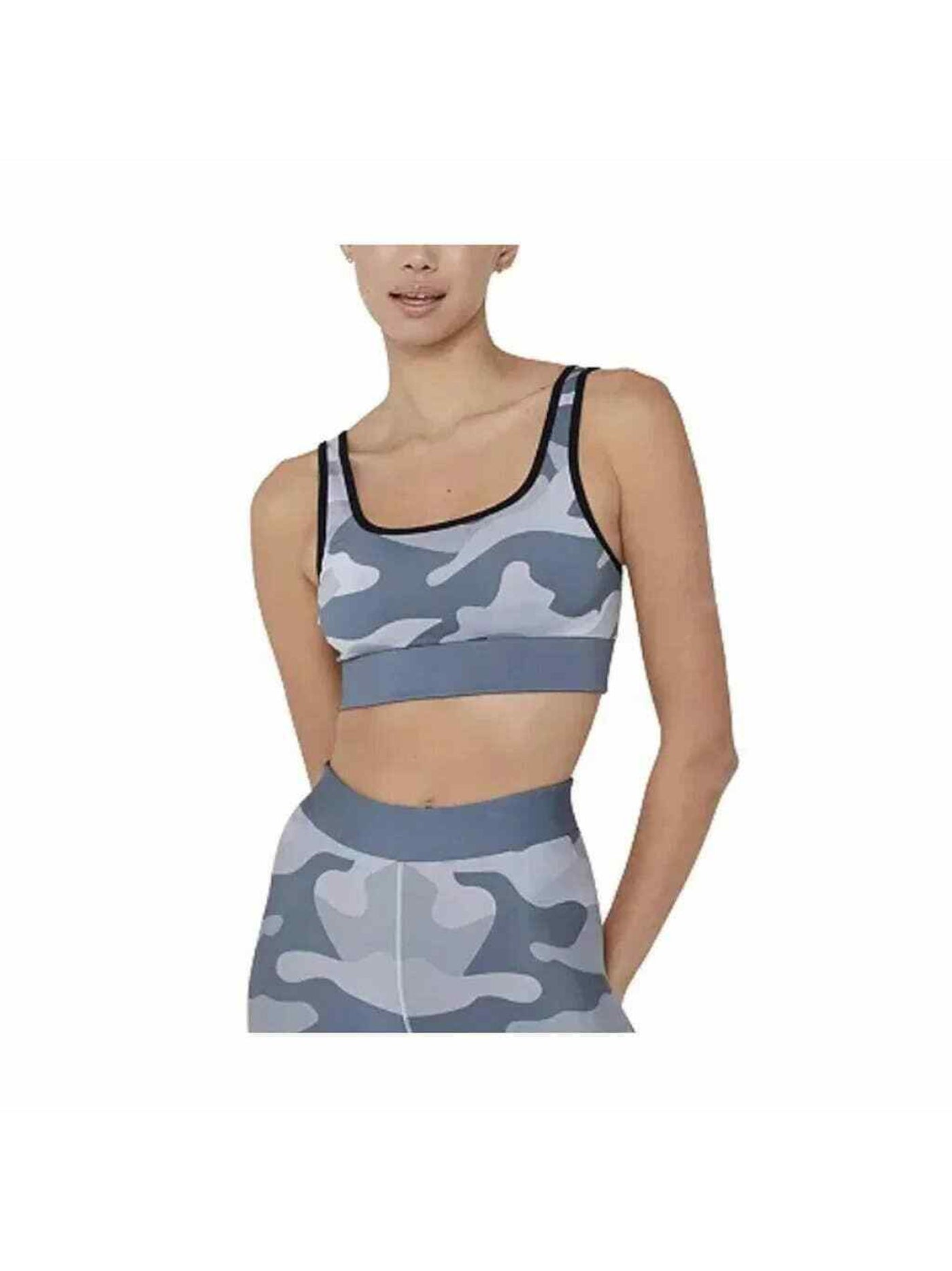 COR Intimates Gray Solid Band Contrast Trim  Running Intense Aerobics Camouflage Sports Bra M