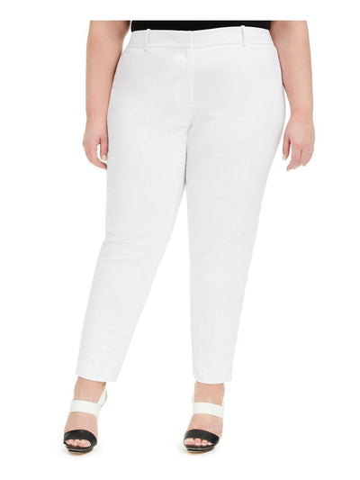 CALVIN KLEIN Womens White Zippered Evening Skinny Pants Plus 16W