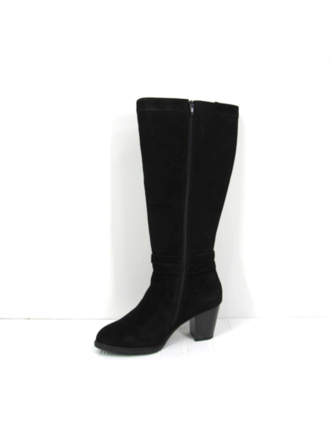 GIANI BERNINI Womens Black Slip Resistant Buckle Accent Cushioned Arch Support Rozario Almond Toe Block Heel Zip-Up Leather Dress Boots Shoes 6.5 M