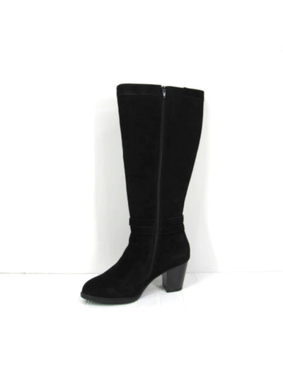 GIANI BERNINI Womens Black Slip Resistant Buckle Accent Cushioned Arch Support Rozario Almond Toe Block Heel Zip-Up Leather Dress Boots Shoes 6.5 M