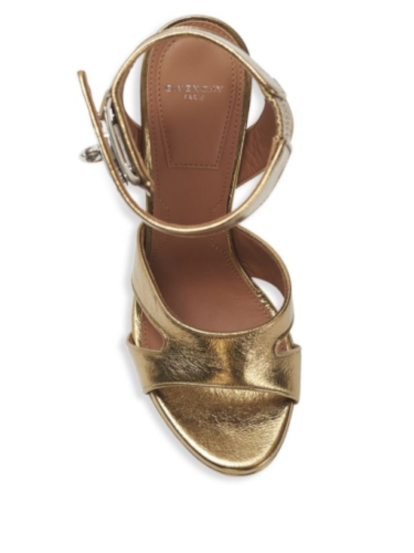 GIVENCHY Womens Gold 1-1/2" Platform Round Toe Stiletto Buckle Leather Dress Heeled Sandal 40