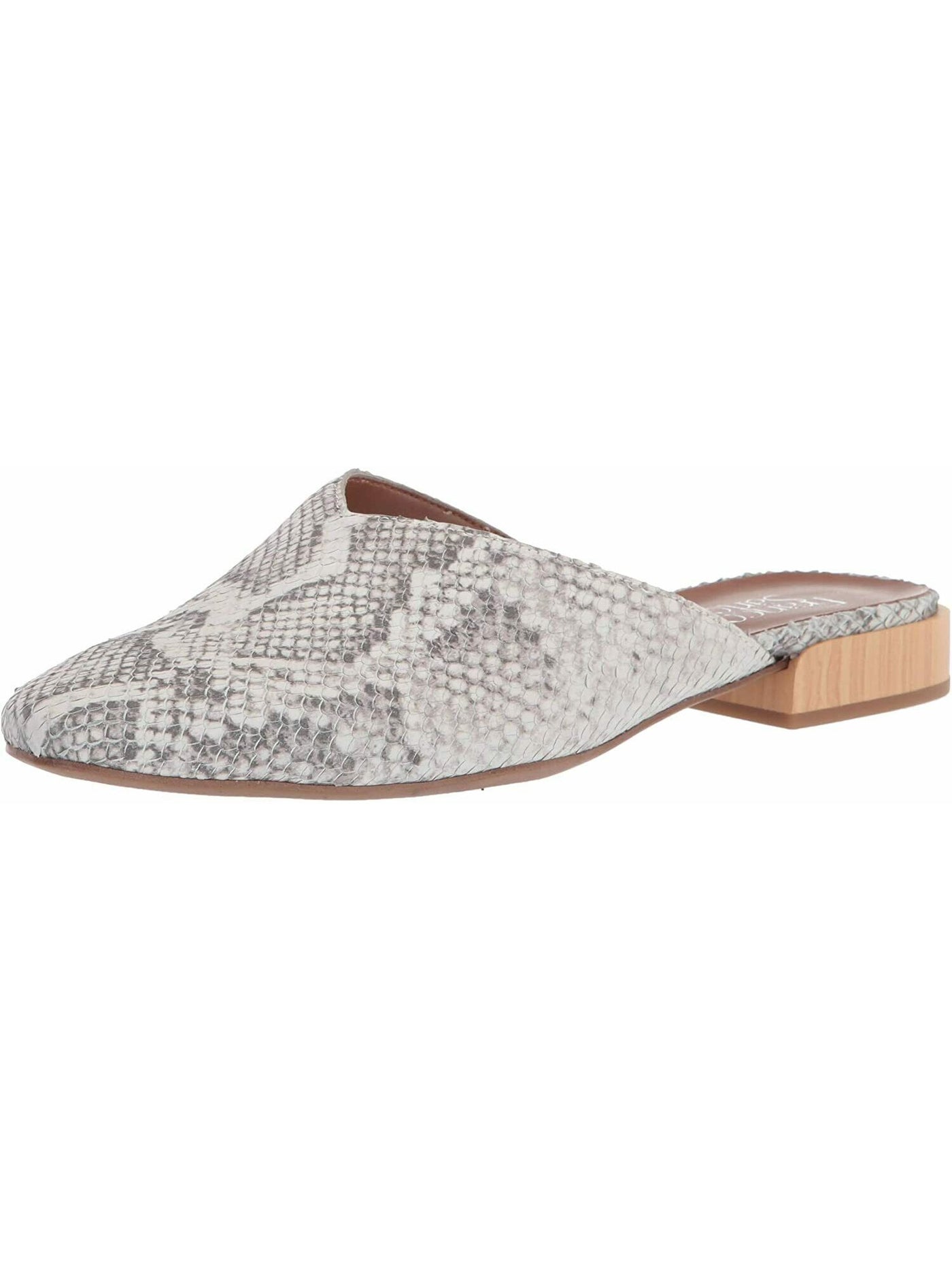 FRANCO SARTO Womens Gray Snake Print Cushioned Van Square Toe Block Heel Slip On Leather Mules 7