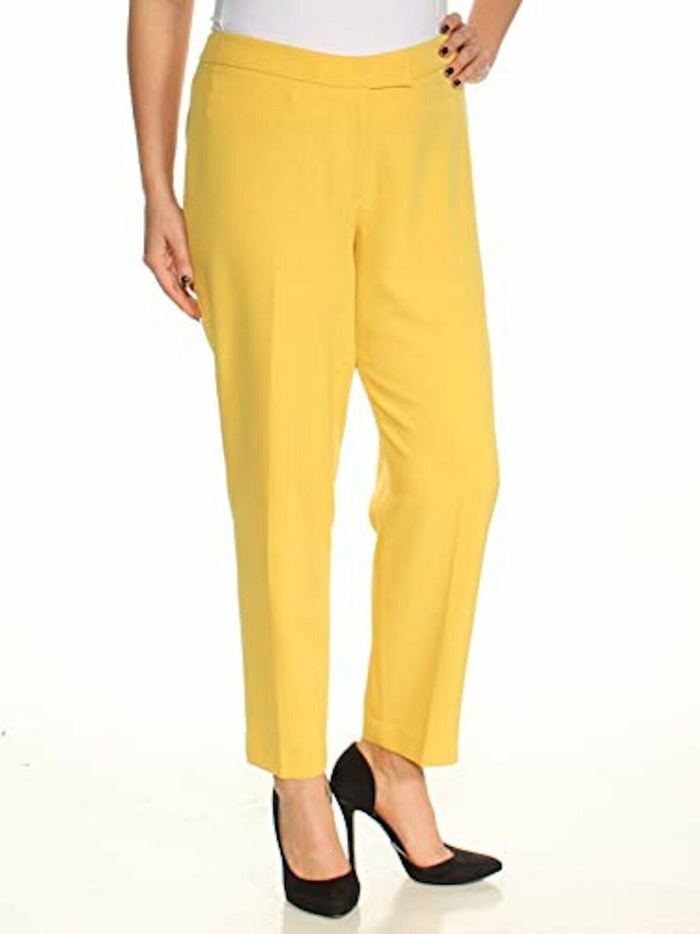 ANNE KLEIN Womens Yellow Wear To Work Straight leg Pants Plus 24W