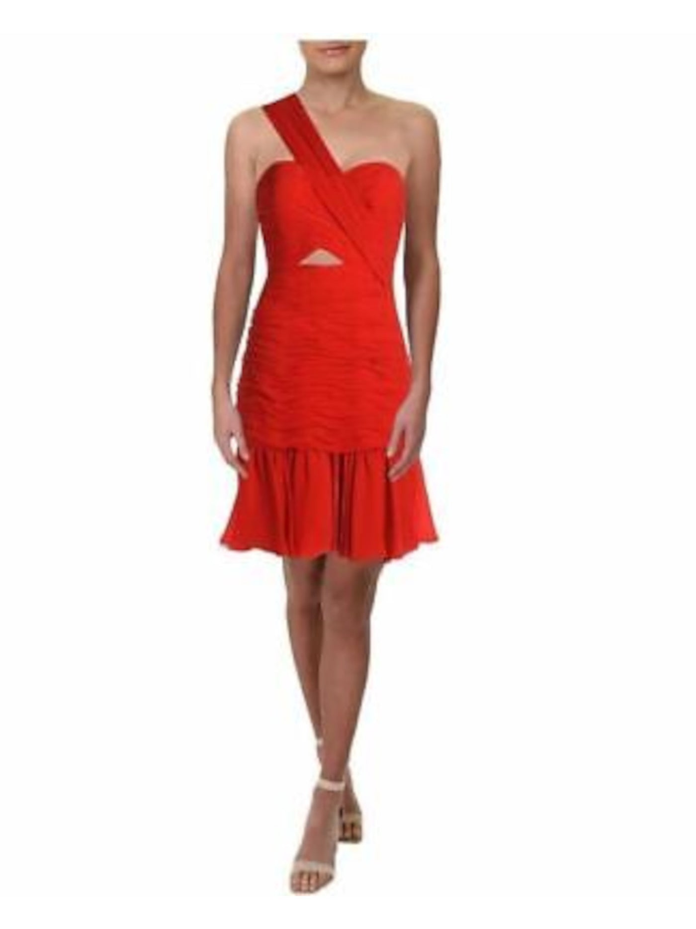 JILL JILL STUART Womens Orange Cut Out Sleeveless Asymmetrical Neckline Above The Knee Cocktail Sheath Dress 14