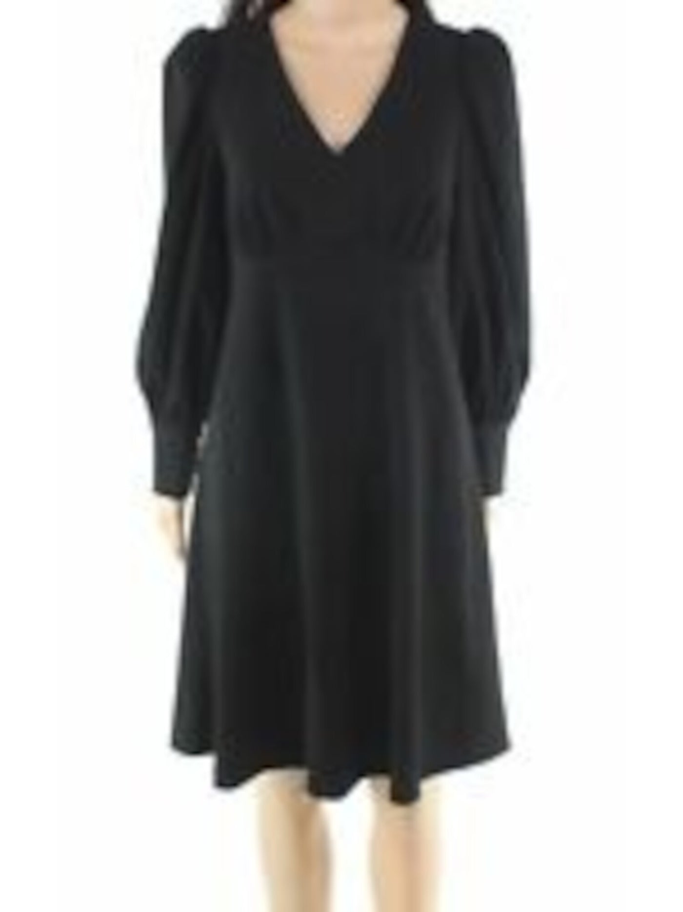 CALVIN KLEIN Womens Long Sleeve V Neck Knee Length Wear To Work Empire Waist Dress