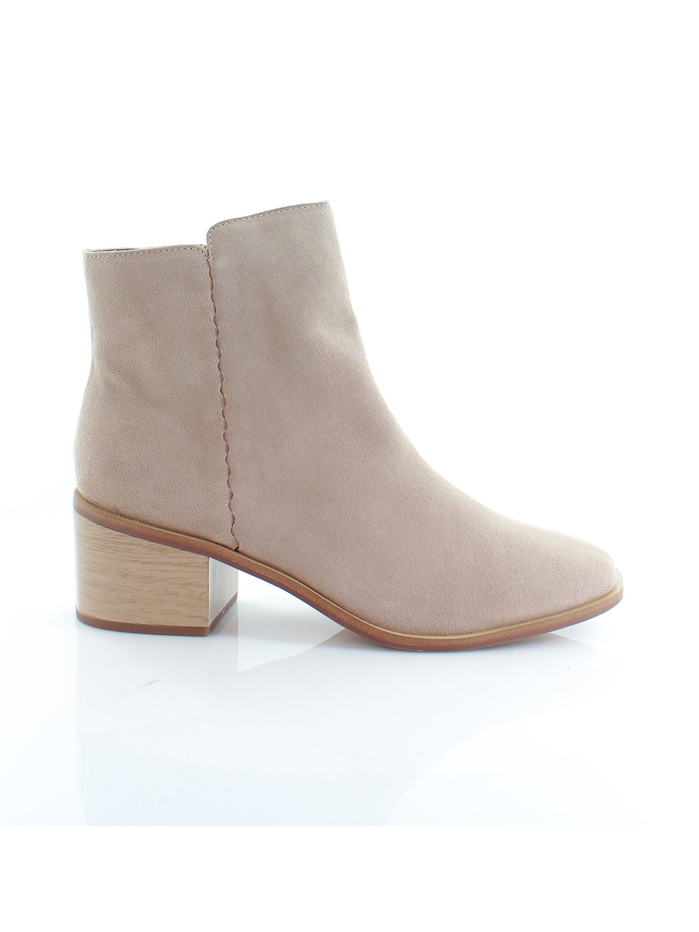 SPLENDID Womens Beige Comfort Avery Square Toe Block Heel Zip-Up Leather Booties 6 M