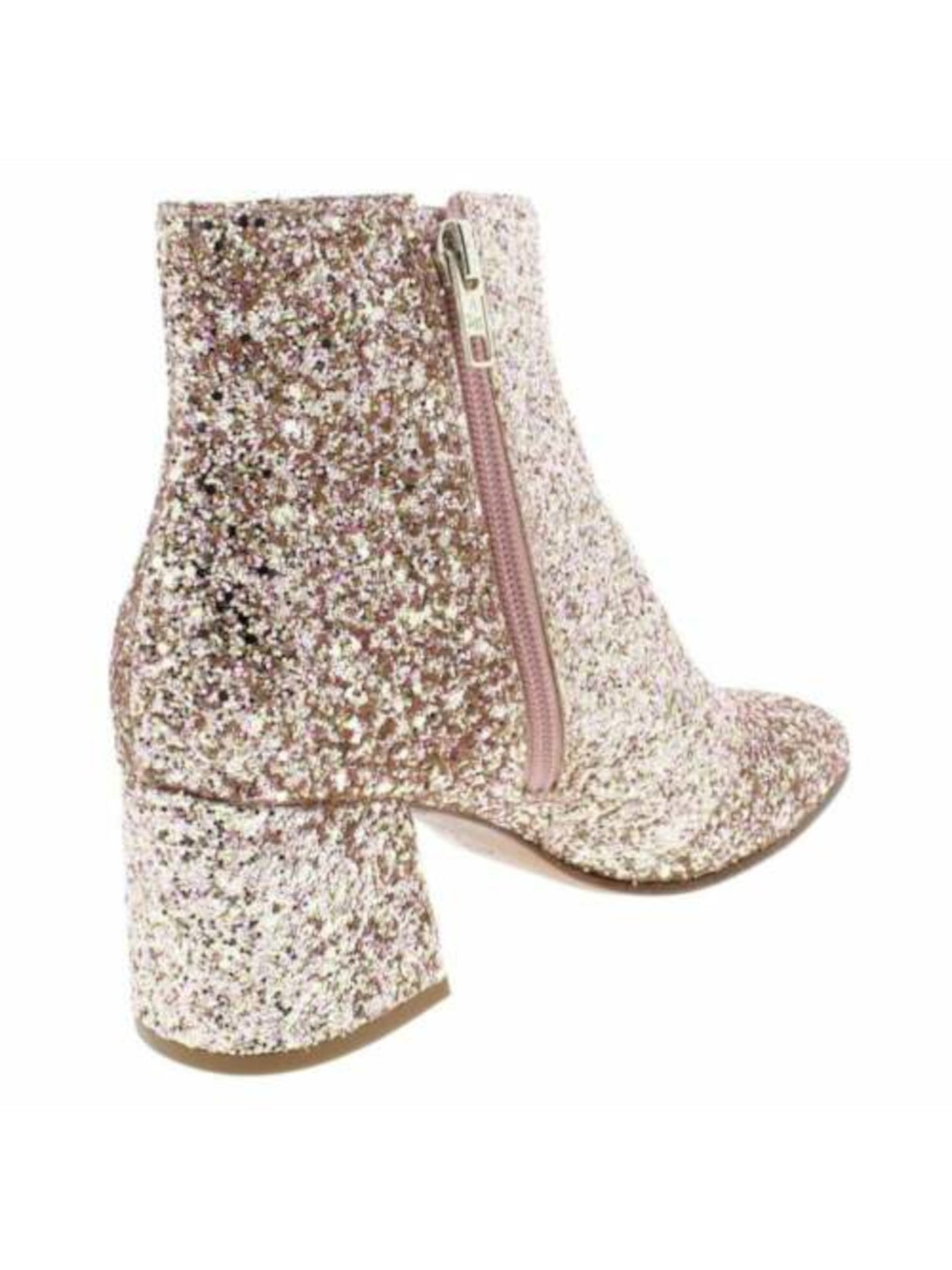 ASH Womens Pink Glitter Comfort Electra Square Toe Block Heel Zip-Up Booties 37