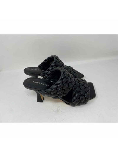 MARC FISHER Womens Black Padded Braided Toree Square Toe Slip On Heeled Sandal 6 M