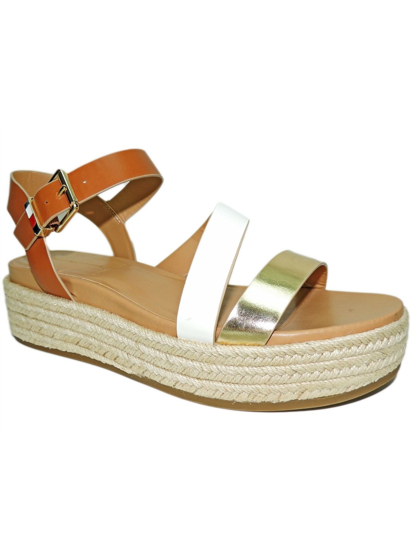 TOMMY HILFIGER Womens Gold 1" Platform Marri Round Toe Wedge Buckle Espadrille Shoes 11 M