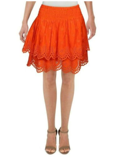 INC Womens Orange Lace Mini Ruffled Skirt XS