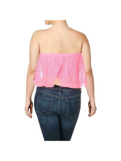 RACHEL ROY Womens Pink Sleeveless Strapless Crop Top L