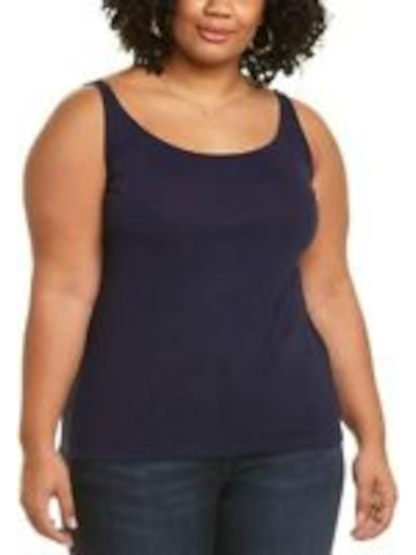 EILEEN FISHER Womens Navy Stretch Sleeveless Scoop Neck Tank Top XXS