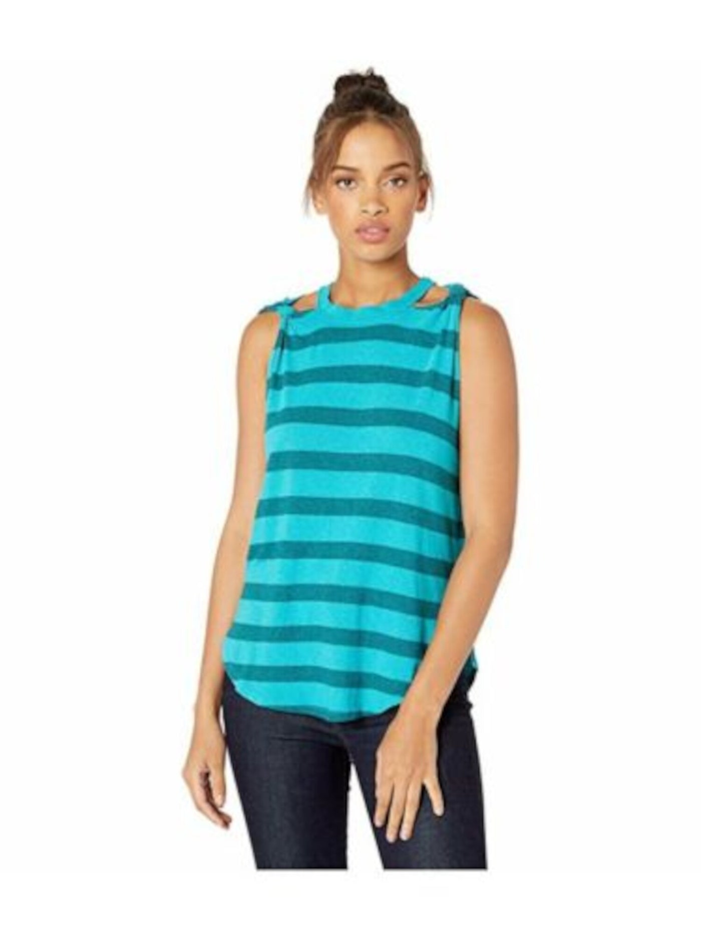 WE THE FREE Womens Twist Sleeves Sleeveless Crew Neck Top