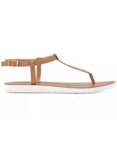 SUN STONE Womens Beige Snakeskin T-Strap 1/2 Heel Slip Resistant Adjustable Strap Kristi Round Toe Wedge Buckle Slingback Sandal 5.5 M