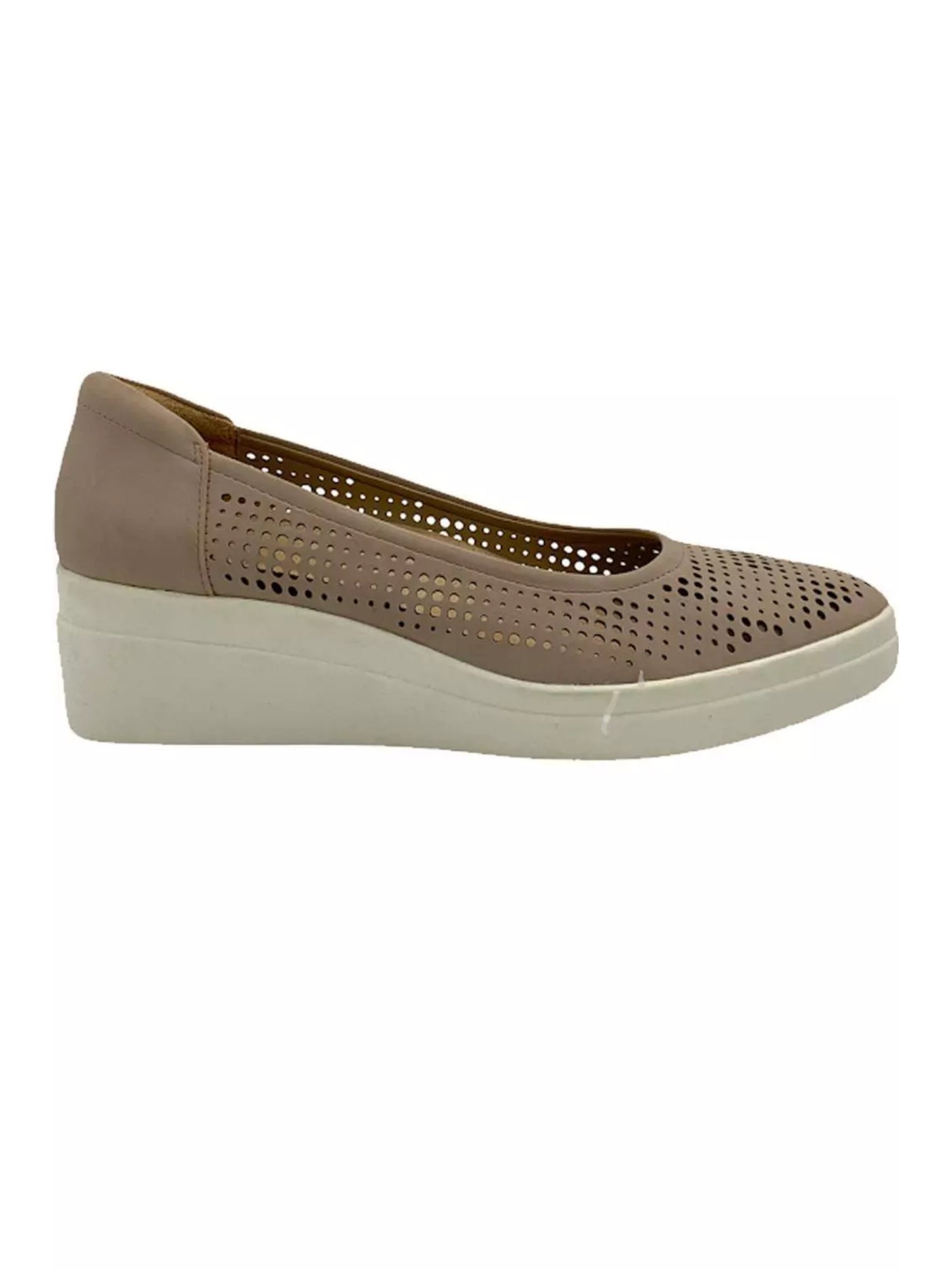 NATURALIZER Womens Brown 1" Platform Perforated Cushioned Sam Almond Toe Wedge Slide Flats Shoes 9 W