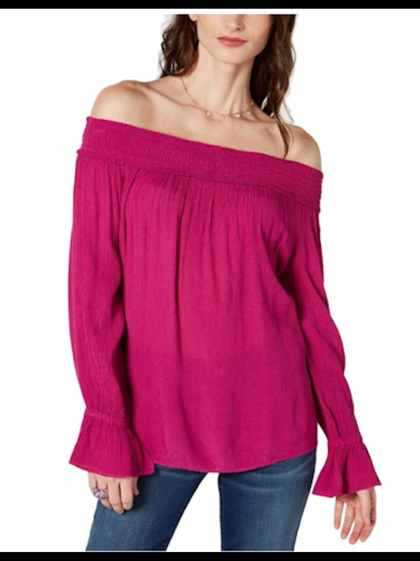 INC Womens Pink Long Sleeve Strapless Top M