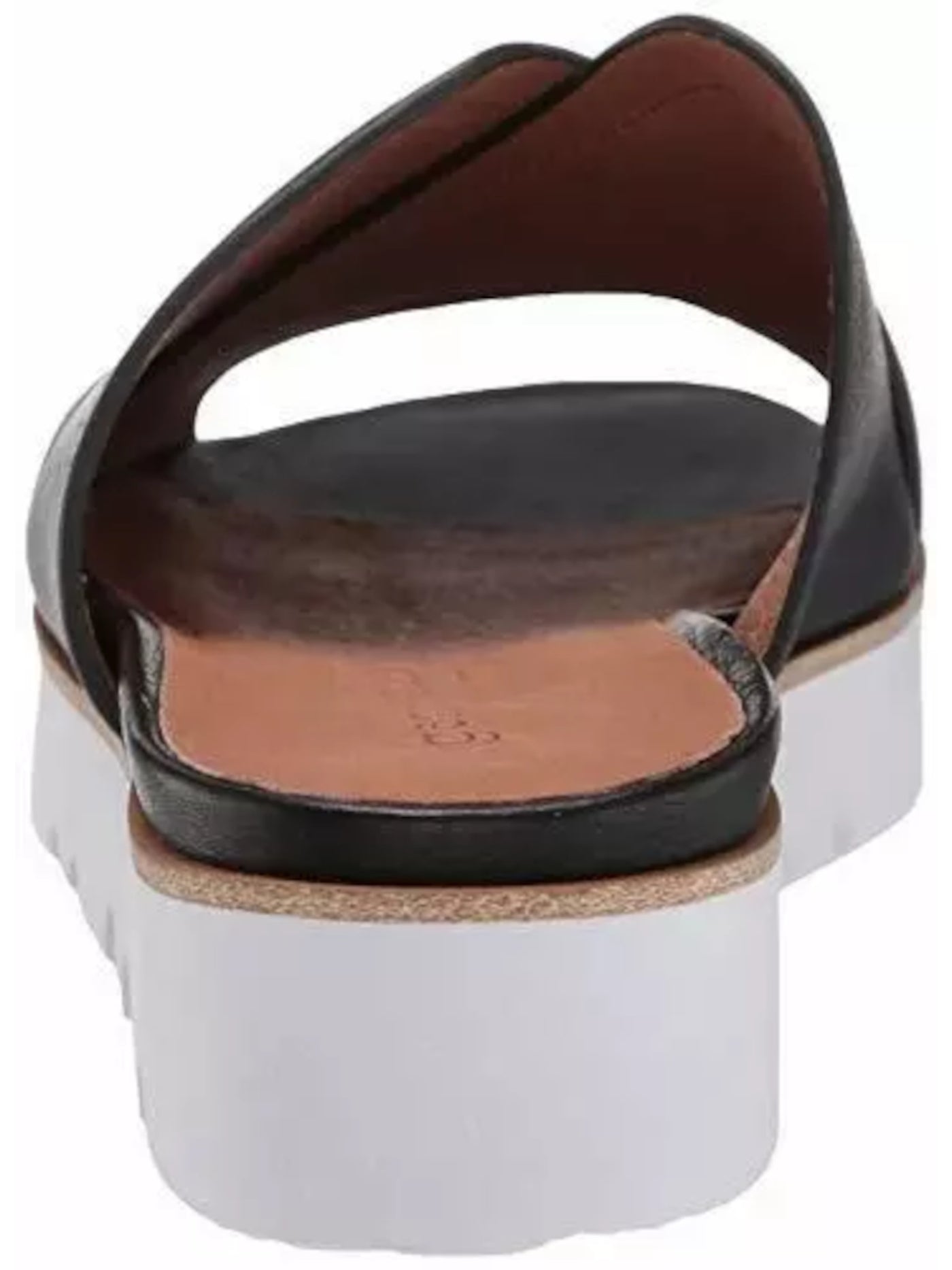 GENTLE SOULS KENNETH COLE Womens Black Cross Strap Padded Lavern Round Toe Wedge Slip On Leather Slide Sandals Shoes 9.5