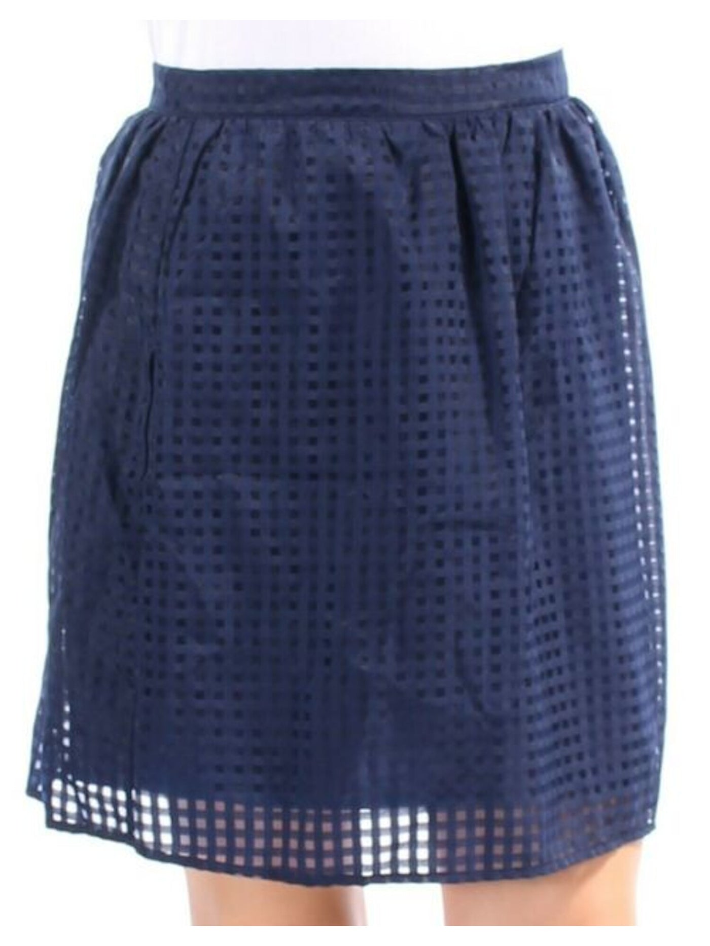 MAISON JULES Womens Navy Gathered Zippered Above The Knee A-Line Skirt S