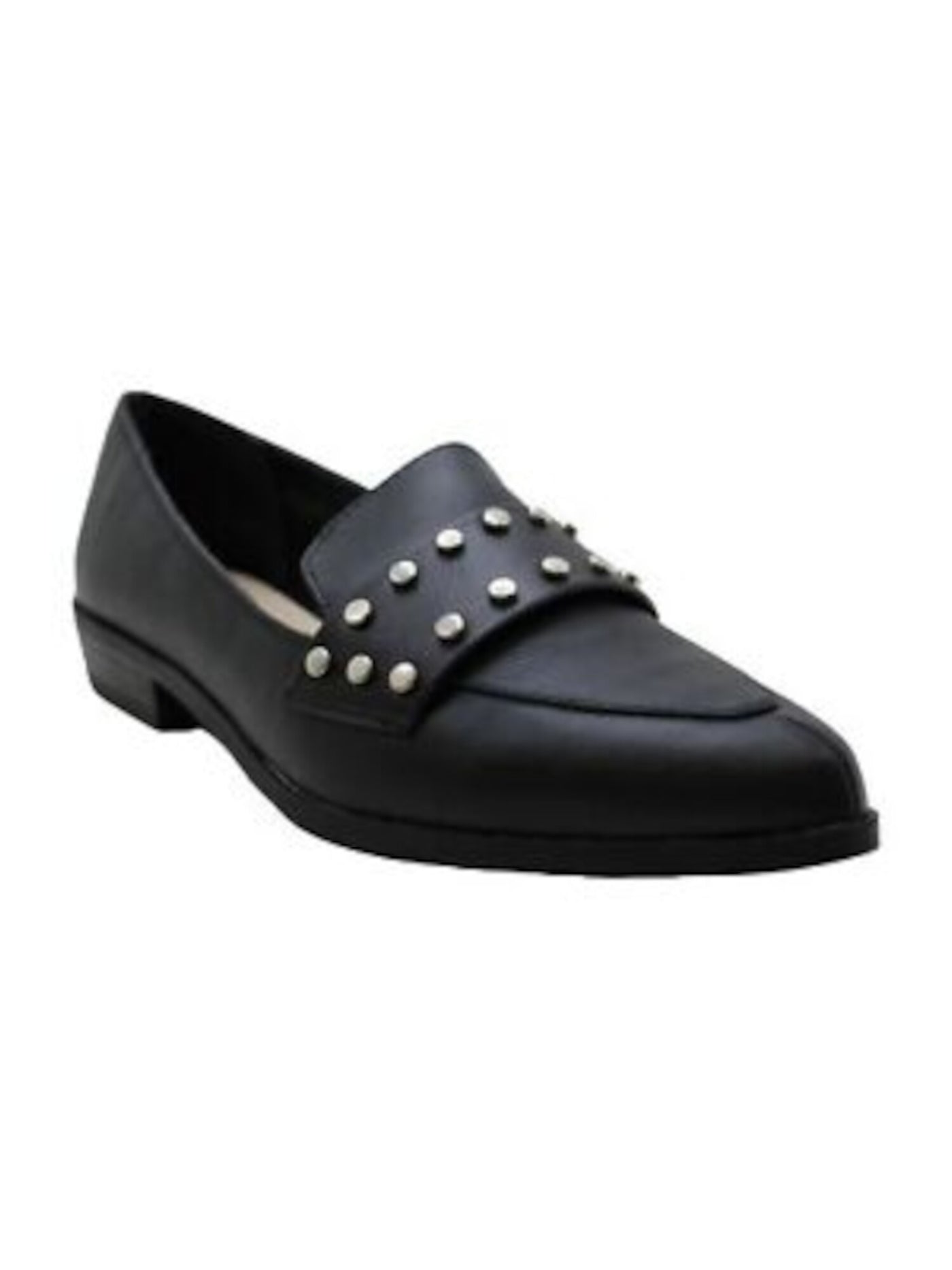 BAR III Womens Black Cushioned Studded Involve Pointed Toe Block Heel Slip On Loafers Shoes 10 M